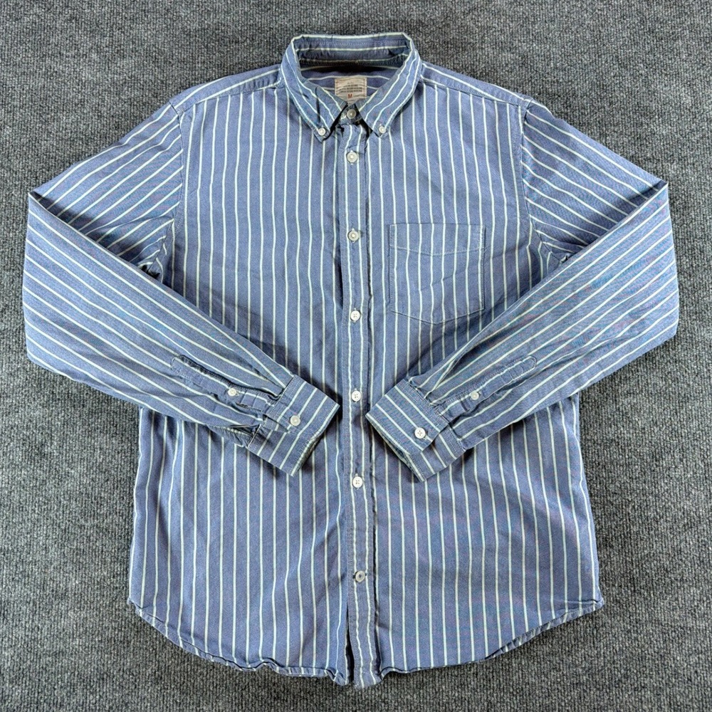 Gap Modern Oxford Mens Medium Blue White Striped Button Down Shirt Y2K Vintage